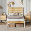 imageWLIVE Full Size Bed Frame with Headboard Metal Platform Bed Frame with Under Bed Storage 1500LBS Mattress Foundation No Box Spring Needed Easy Assembly Natural OakNatural Oak