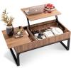 imageWLIVE Lift Top Coffee Table with Hidden Compartment Cocktail Table Rising Center for Living Room Side Drawer and Metal Frame Walnut Oak
