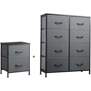 imageWLIVE 2 Drawer Dresser and 8 Drawer Dresser Set Storage Tower Organizer Unit for Bedroom Hallway Entryway
