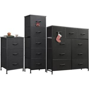 imageWLIVE 3 Drawer 5 Drawer and 9 Drawer Dresser Set Dresser for Bedroom Closet Hallway Storage Organizer Unit Dressers amp Chests of Drawers Charcoal Black