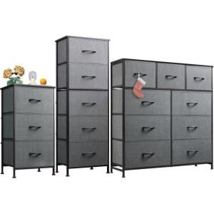 imageWLIVE 3 Drawer 5 Drawer and 9 Drawer Dresser Set Dresser for Bedroom Closet Hallway Storage Organizer Unit Dressers amp Chests of Drawers Dark Grey