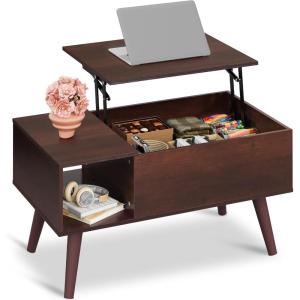 imageWLIVE Coffee Table for Living Room Small Coffee Table with Storage Lift Top Modern Wooden Dining Center Table with Storage Shelf amp Hidden Compartment 315 BlackEspresso