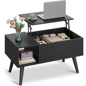 imageWLIVE Coffee Table for Living Room Small Coffee Table with Storage Lift Top Modern Wooden Dining Center Table with Storage Shelf amp Hidden Compartment 315 BlackBlack