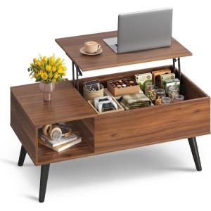 imageWLIVE Coffee Table for Living Room Small Coffee Table with Storage Lift Top Modern Wooden Dining Center Table with Storage Shelf amp Hidden Compartment 315 BlackWalnut