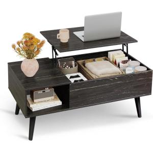 imageWLIVE Coffee Table for Living Room Small Coffee Table with Storage Lift Top Modern Wooden Dining Center Table with Storage Shelf amp Hidden Compartment 315 BlackCharcoal Black