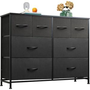 imageWLIVE Dresser for Bedroom with 8 Drawers Wide Fabric Dresser for Storage and Organization Bedroom Dressers Chest of Drawers for Living Room Closet Hallway Cloudy PinkBlack