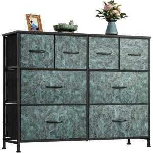 imageWLIVE Dresser for Bedroom with 8 Drawers Wide Fabric Dresser for Storage and Organization Bedroom Dressers Chest of Drawers for Living Room Closet Hallway Cloudy PinkTurquoise