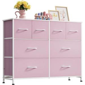 imageWLIVE Dresser for Bedroom with 8 Drawers Wide Fabric Dresser for Storage and Organization Bedroom Dressers Chest of Drawers for Living Room Closet Hallway Cloudy PinkApink