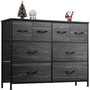 imageWLIVE Dresser for Bedroom with 8 Drawers Wide Fabric Dresser for Storage and Organization Bedroom Dressers Chest of Drawers for Living Room Closet Hallway Cloudy PinkCharcoal Black Wood Grain Print