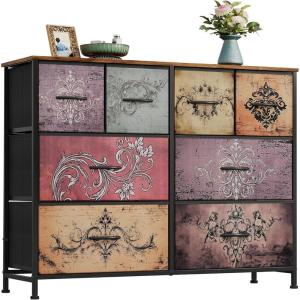 imageWLIVE Dresser for Bedroom with 8 Drawers Wide Fabric Dresser for Storage and Organization Bedroom Dressers Chest of Drawers for Living Room Closet Hallway Cloudy PinkPattern