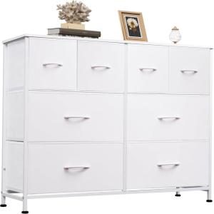 imageWLIVE Dresser for Bedroom with 8 Drawers Wide Fabric Dresser for Storage and Organization Bedroom Dressers Chest of Drawers for Living Room Closet Hallway Cloudy PinkWhite