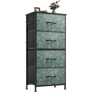 imageWLIVE Dresser with 4 Drawers Storage Tower Organizer Unit Fabric Dresser for Bedroom Hallway Entryway Closets Sturdy Steel Frame Wood Top Easy Pull Handle Vintage GreenTurquoise