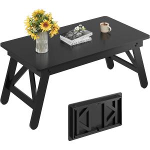 imageWLIVE Folding Coffee Table Portable Small Coffee Table with No Assembly Needed for Living Room Floor Table for Small Space Rustic BrownBlack
