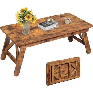 imageWLIVE Folding Coffee Table Portable Small Coffee Table with No Assembly Needed for Living Room Floor Table for Small Space Rustic BrownRustic Brown