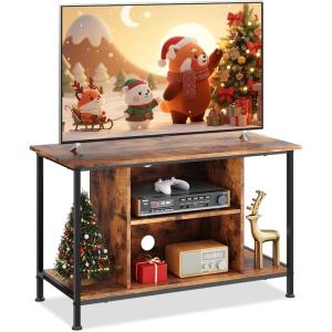 imageWLIVE TV Stand for 32 Inch TV Small TV Entertainment Center with with Storage Cabinet Industrial TV Stands for Living Room Bedroom and Corner 32 TV Console Rustic BrownRustic Brown