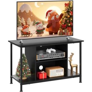 imageWLIVE TV Stand for 32 Inch TV Small TV Entertainment Center with with Storage Cabinet Industrial TV Stands for Living Room Bedroom and Corner 32 TV Console Rustic BrownBlack
