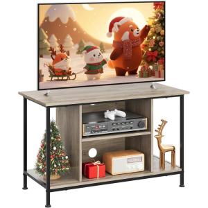 imageWLIVE TV Stand for 32 Inch TV Small TV Entertainment Center with with Storage Cabinet Industrial TV Stands for Living Room Bedroom and Corner 32 TV Console Rustic BrownGreige