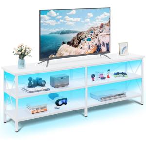 imageWLIVE TV Stand for 32 Inch TV Small TV Entertainment Center with with Storage Cabinet Industrial TV Stands for Living Room Bedroom and Corner 32 TV Console Rustic BrownWhite