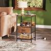 imageWLIVE Night Stand Small 2 Drawer Dresser Rustic Brown Wood Grain Print
