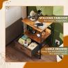 imageWLIVE Night Stand Small 2 Drawer Dresser Rustic Brown Wood Grain Print