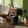 imageWLIVE Night Stand Small 2 Drawer Dresser Rustic Brown Wood Grain Print