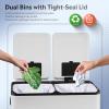 imageWLIVE 2 x 8 Gallon Dual Compartment Trash Can Stainless Steel PetProof Double Garbage Can Kitchen with Lid Inner Buckets and Deodorizing Filter Box Trash and Recycle Bin Combo SilverWhite