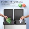 imageWLIVE 2 x 8 Gallon Dual Compartment Trash Can Stainless Steel PetProof Double Garbage Can Kitchen with Lid Inner Buckets and Deodorizing Filter Box Trash and Recycle Bin Combo SilverSilver