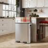 imageWLIVE 2 x 8 Gallon Dual Compartment Trash Can Stainless Steel PetProof Double Garbage Can Kitchen with Lid Inner Buckets and Deodorizing Filter Box Trash and Recycle Bin Combo SilverSilver