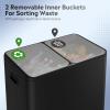 imageWLIVE 2 x 8 Gallon Dual Compartment Trash Can Stainless Steel PetProof Double Garbage Can Kitchen with Lid Inner Buckets and Deodorizing Filter Box Trash and Recycle Bin Combo SilverBlack