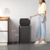 imageWLIVE 2 x 8 Gallon Dual Compartment Trash Can Stainless Steel PetProof Double Garbage Can Kitchen with Lid Inner Buckets and Deodorizing Filter Box Trash and Recycle Bin Combo SilverBlack