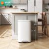 imageWLIVE 2 x 8 Gallon Dual Compartment Trash Can Stainless Steel PetProof Double Garbage Can Kitchen with Lid Inner Buckets and Deodorizing Filter Box Trash and Recycle Bin Combo SilverWhite