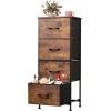 imageWLIVE 3 Drawer and 4 Drawer Dresser Set Dresser for Bedroom Closet Hallway Storage Organizer Unit Dressers amp Chests of Drawers with Fabric Bins Rustic Brown Wood Grain Print
