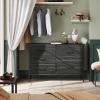 imageWLIVE Dresser for Bedroom with 5 Drawers Wide Chest of Drawers for Bedroom Fabric Dresser for Living Room Closet Hallway Cream WhiteCharcoal Black Wood Grain Print