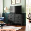 imageWLIVE Dresser for Bedroom with 5 Drawers Wide Chest of Drawers for Bedroom Fabric Dresser for Living Room Closet Hallway Cream WhiteCharcoal Black Wood Grain Print