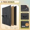 imageWLIVE Dresser for Bedroom with 5 Drawers Wide Chest of Drawers for Bedroom Fabric Dresser for Living Room Closet Hallway Cream WhiteCharcoal Black Wood Grain Print