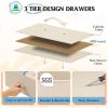 imageWLIVE Dresser for Bedroom with 5 Drawers Wide Chest of Drawers for Bedroom Fabric Dresser for Living Room Closet Hallway Cream WhiteCream White