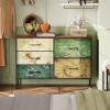 imageWLIVE Dresser for Bedroom with 5 Drawers Wide Chest of Drawers for Bedroom Fabric Dresser for Living Room Closet Hallway Cream WhiteFloral Painted
