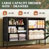 imageWLIVE Dresser for Bedroom with 5 Drawers Wide Chest of Drawers for Bedroom Fabric Dresser for Living Room Closet Hallway Cream WhiteFloral Painted