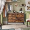 imageWLIVE Dresser for Bedroom with 5 Drawers Wide Chest of Drawers for Bedroom Fabric Dresser for Living Room Closet Hallway Cream WhiteRustic Brown Wood Grain Print