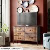 imageWLIVE Dresser for Bedroom with 5 Drawers Wide Chest of Drawers for Bedroom Fabric Dresser for Living Room Closet Hallway Cream WhiteRustic Brown Wood Grain Print