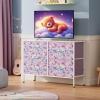 imageWLIVE Dresser for Bedroom with 5 Drawers Wide Chest of Drawers for Bedroom Fabric Dresser for Living Room Closet Hallway Cream WhiteTiedye Purple Print