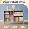 imageWLIVE Dresser for Bedroom with 5 Drawers Wide Chest of Drawers for Bedroom Fabric Dresser for Living Room Closet Hallway Cream WhiteTiedye Purple Print