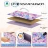 imageWLIVE Dresser for Bedroom with 5 Drawers Wide Chest of Drawers for Bedroom Fabric Dresser for Living Room Closet Hallway Cream WhiteTiedye Purple Print