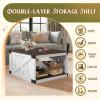 imageWLIVE Farmhouse Coffee Table 43 Coffee Table for Living Room Modern Center Table with Storage Shelf V Shaped Support GreyampWhiteEspresso