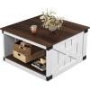 imageWLIVE Farmhouse Coffee Table 43 Coffee Table for Living Room Modern Center Table with Storage Shelf V Shaped Support GreyampWhiteEspresso