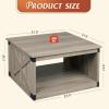 imageWLIVE Farmhouse Coffee Table 43 Coffee Table for Living Room Modern Center Table with Storage Shelf V Shaped Support GreyampWhiteGreige