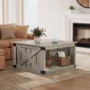imageWLIVE Farmhouse Coffee Table 43 Coffee Table for Living Room Modern Center Table with Storage Shelf V Shaped Support GreyampWhiteGreige