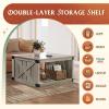 imageWLIVE Farmhouse Coffee Table 43 Coffee Table for Living Room Modern Center Table with Storage Shelf V Shaped Support GreyampWhiteGreige