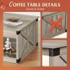 imageWLIVE Farmhouse Coffee Table 43 Coffee Table for Living Room Modern Center Table with Storage Shelf V Shaped Support GreyampWhiteGreige