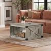 imageWLIVE Farmhouse Coffee Table 43 Coffee Table for Living Room Modern Center Table with Storage Shelf V Shaped Support GreyampWhiteGreige